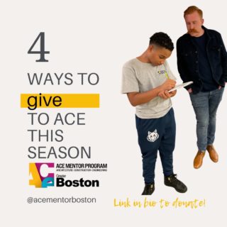 4 Ways to give to ACE Mentor Program this holiday season. It feels good to give to support the future of our industry. Any amount, large or small, can make a difference in the lives of our students. #GivingTuesday2022 #GivingTuesday #acementor #acementorboston #mentoringmatters