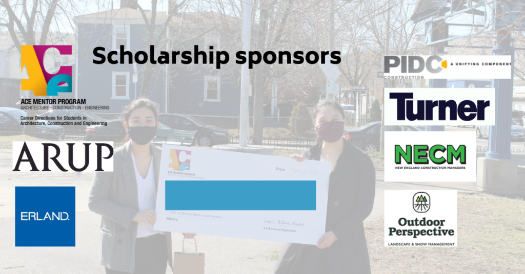 Scholarship level sponsors: ARUP, Erland Construction, PIDC Construction, Turner Construction, NECM, Outdoor Perspective